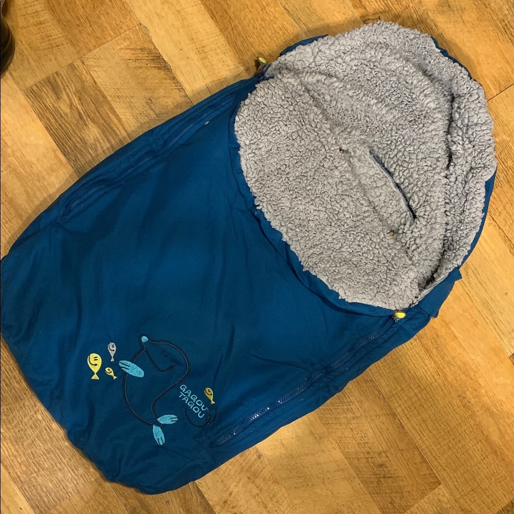 Blue Baby Car Seat Cocoon with Fish Design
